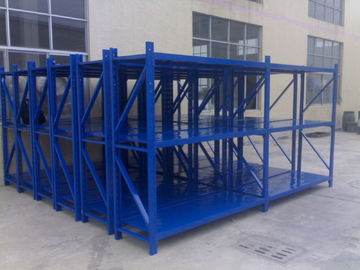 Blaues mittleres Aufgaben-Stahlracking mit vertikalen Speicher-Gestellen Kasten-Form Strahln-8m